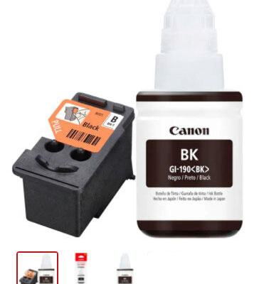 Combo Kit CANON Cabezal Negro + Botella GI-190 Negro