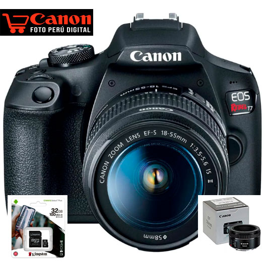 Canon EOS T7 EF-S 18-55 IS +Lente EF50mm (Macro)