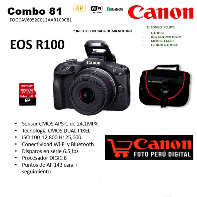 Canon EOS R100 con lente RF 1845 IS STM Foto Perú Digital