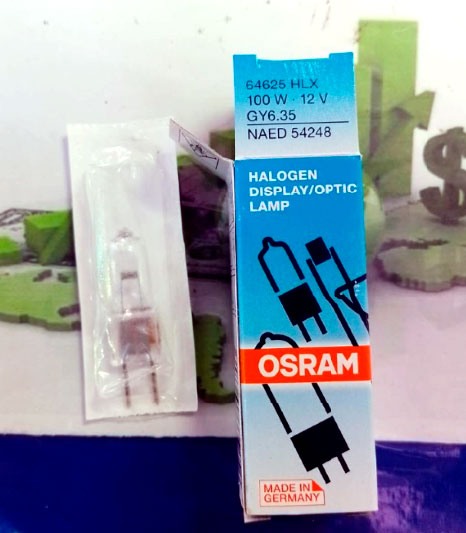 Lámpara bipin 64625 HLX de 100W 12V con base GY6.35 OSRAM