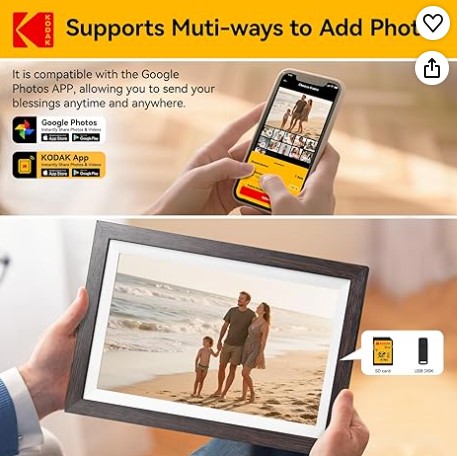 Marco de Fotos Digital KODAK 15.6" WiFi – Pantalla Táctil IPS Full HD, 64GB, Acabado Madera - Imagen 2