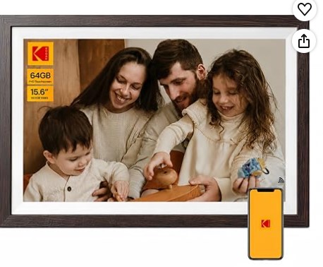 Marco de Fotos Digital KODAK 15.6" WiFi – Pantalla Táctil IPS Full HD, 64GB, Acabado Madera