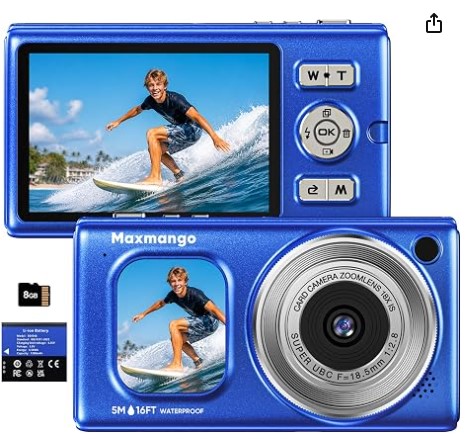 Cámara Acuática Digital 4K 48MP Maxmango D71 Sumergible Doble Pantalla Zoom 18X
